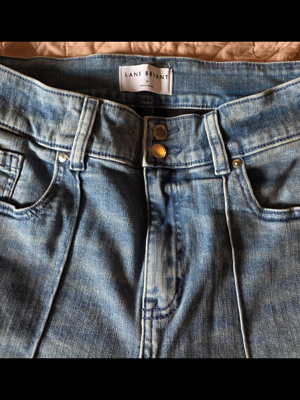 Lane Bryant Medium Blue Flare Jeans with Double Button Waist